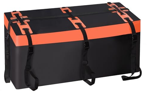 Plutohiker Coffre de toit de voiture pour attelage de remorque 425 litres Pro 600D PVC Car Cargo Rooftop Box étanche indéchirable pliable