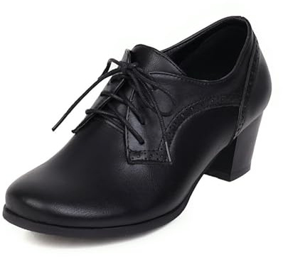 EQWIGKEIT Zapatos de cuero para mujer elegantes con hebilla, de ancho, para boda, con tacón en bloque, vestido bávaro, zapatos retro de tacón, cómodos, zapatos de negocios con tacón, bombas