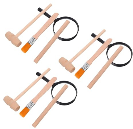 CORHAD 3 Sets Excavation Tool Kit with Wooden Hammer Brush and Magnifier Science Kit for Archaeology and Paleontology Play Educational Digging for Boys and Ages