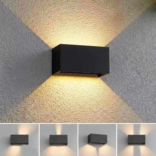 YICALE Applique Murale Exterieur Angle Réglable 3000K Luminaire Exterieur 24W IP65 étanche Lampes Exterieures Terrasse LED Aplique Extérieur Murale LED pour Chambre, Salon, Noir