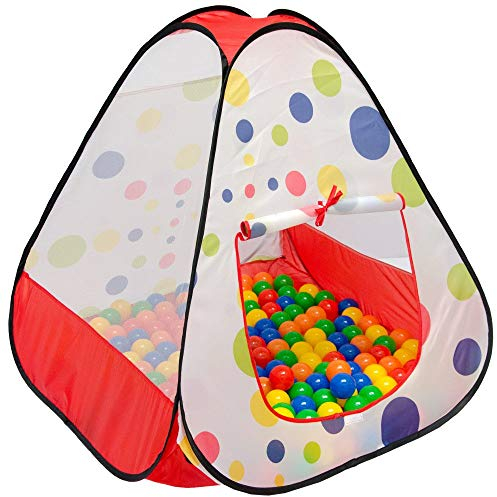 LittleTom Spielzelt 90 x 90 x 90 cm Pop-Up-Bällebad Spielzeug für Kinder mit Punkten