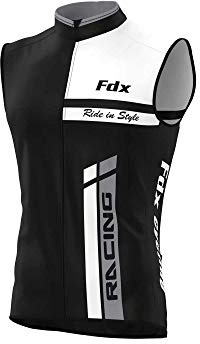 FDX Cycling Gilet Men’s – Breathable, Lightweight, Softshell Sleeveless Reflective Biking Jacket - Windproof Vest for Running, MTB, Riding, Hiking - Water Resistant Bicycle Top Gear (XXL)