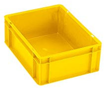 Certeo | Euro-Format-Stapelbehälter | Wände und Boden geschlossen | LxBxH 600 x 400 x 75 mm | gelb | VE 5 Stk.