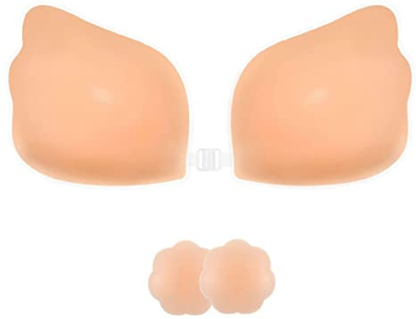 SHINYMOD Soutien-Gorge sans Bretelles, Soutien-Gorge sans Dos avec Invisible et Collant Rembourré Couverture de Mamelon Grand Buste Auto-adhésif Soutien-Gorge Réutilisable pour Maillot des Femmes