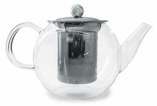 NERTHUS FIH 564 Tetera de cistal Transparente Resistente al Calor con infusor de Acero Inoxidable, Vidrio