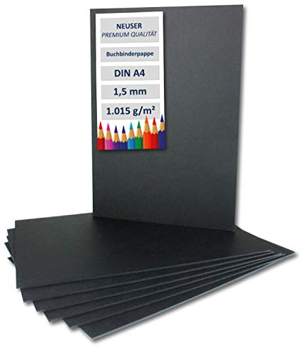 Bokbindning kartong, A3/A4, 1,5 mm, extra stark kartongförpackning med 10 DIN A4 svart – 1,5 mm