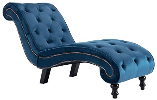 Tidyard Chesterfield Chaise Longue En Velours Bleu/Violet/Rouge 145 X 52 X 77 Cm