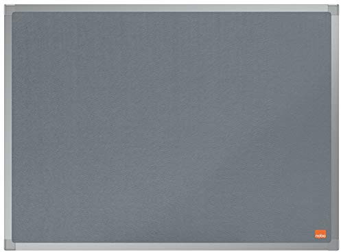 Nobo Felt Noticeboard, 600 x 450 mm, Aluminium Trim, Corner Wall Mounting, Essence Range, Grey, 1915204