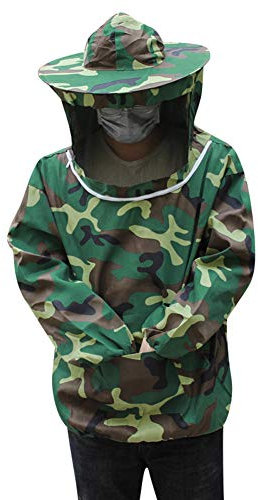 Imkeranzug Bienenschutz Bienenanzug Imker Schutzbekleidung Bienenzucht Schutzanzug mit Imkerschleier Imkerschutzanzug mit Reißverschluss Imkerjacke mit Gummizug Professionelle Imkerbekleidung