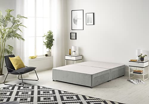 Bed Centre Galaxy Grey Fabric Divan Base Drawers And Headboard. Size 3FT 4FT 4FT6 5FT 6FT Choose Delivery Day And Date At Checkout (4FT6 Double, Base Only No Drawer No Headboard)