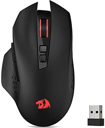 Redragon M656 Gainer Kabellose Gaming Maus, 4000 DPI 2.4Ghz Maus mit 5 DPI Stufen, 7 Makrotasten, rote LED Hintergrundbeleuchtung & Pro Software/Laufwerk unterstützt, für PC/Mac/Laptop