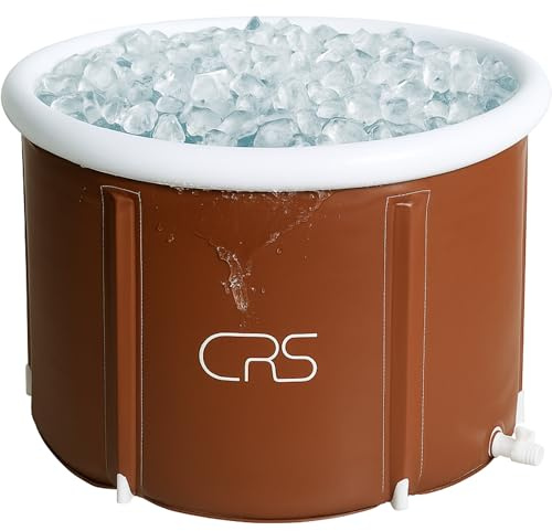 CRS ice bath tub | Tonne pour bain glacé portable | Baignoire de glace pour adultes | Fût de glace pour/Bassin de glace l'intérieur et l'extérieur | Idéal pour la méthode Wim Hof (Marron 90cmØ)