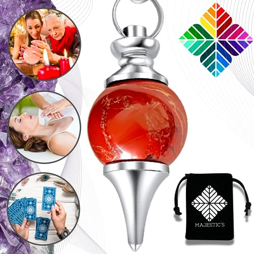 Pendule divinatoire de Radiesthésie en JASPE ROUGE – Pendule Sephoroton en Pierre Naturelle de Jaspe Rouge – 14 GR [𝐆𝐀𝐑𝐀𝐍𝐓𝐈𝐄 𝐀 𝐕𝐈𝐄]