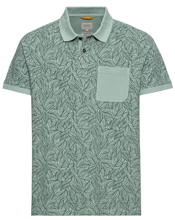 camel active Herren Piqué Poloshirt aus Reiner Baumwolle mit floralem Allover-Print Grün, Menswear-XL