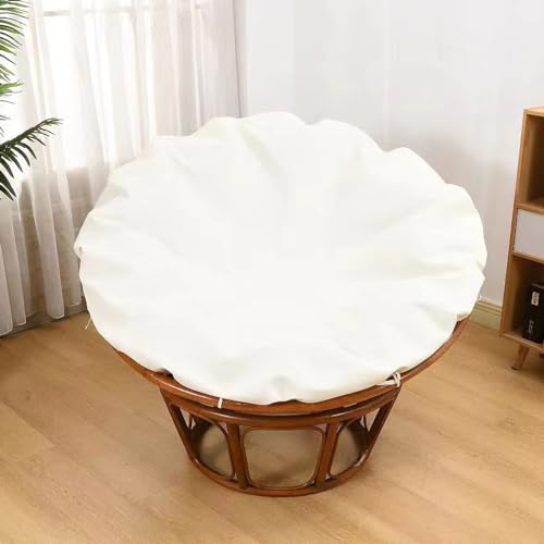 TENAGE Papasan Funda de cojín impermeable con cremallera y sujetadores, lavable a máquina, para interior y exterior, 130 cm, color blanco