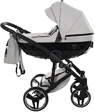 Junama Diamond Basic V3 2in1 3in1 4in1 Kinderwagen Kinderwagen Autositz ISOFIX + Regenschirm Exclusive Kinderwagen (2in1 mit Adaptern, Grau-Schwarz 06)