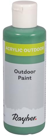 Rayher Outdoor Paint Acrylfarbe, piniengrün, Flasche 80 ml, auf Wasserbasis, hochpigmentierte Acrylfarbe, ideal für den Außenbereich, wetterfest, lichtecht, witterungsbeständig, 35070430
