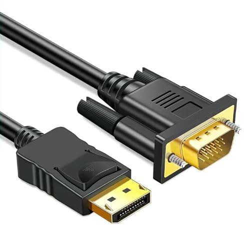 talNite DisplayPort to VGA Cable 1.8M DP Male to VGA Male Cable 1080P Gold Plated Computer Connection Monitor HD Video for Monitor, Desktop, Laptop, PC, HDTV, Projector