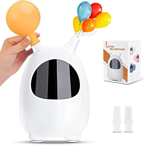 Balloon Pump Electric, Portable Dual Nozzle Balloon Blower Machine, Electric Balloon Inflator for Decoration, Party, Wedding, Graduation (230V, 600W) White