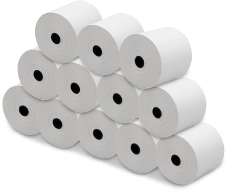 MERCURY TEXTIL - Rollo de Papel Térmico de 80x80x12mm Sin Bisphenol A, para Impresora Térmica, Rollos de Papel de Ticket, Caja Registradora, Recibos,Básculas (12 Rollos)