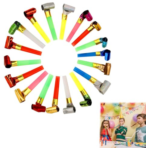 Quesuc Soffiatori A Forma Di Corna,30 Pcs Soffiatori Per Feste Noisemakers Di Trombette Popper Per Feste In Plastica Novità Fischietto Per Bambini Riempitivi Per Borse Da Festa Natale