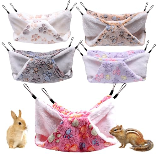SDLDEER Double Layer Rat Hammock 5 Pcs Soft Plush Ferret Hammock