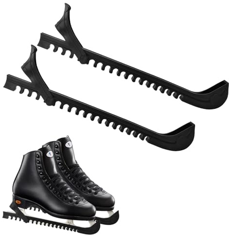 MagiSel Protections de Patins à Glace, couvertures de Lames Patins à Glace, Réglables élastiques protège Lame Patin a Glace, Protection Protège Lame（Noir, 43cm）