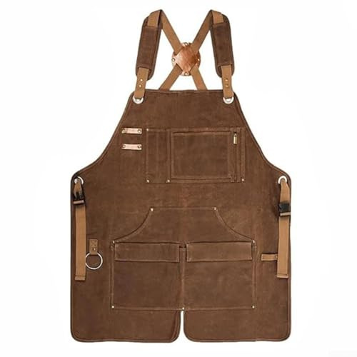 Delantal de trabajo de lona gruesa con diseño de fondo dividido para carpintería, jardinería y trabajo eléctrico, almacenamiento de herramientas con múltiples bolsillos, resistente al desgaste