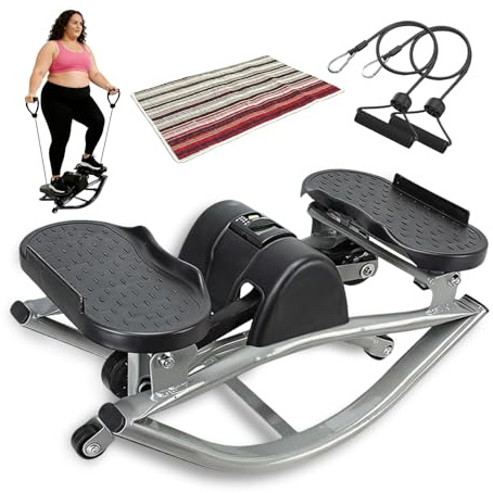 Wshxjzyay Rock Stepper, Side to Side Exercise Machine, U-Shaped Rock Stepper Machine, Step Rocker Exercise with Uses Silent Technology, Digital Display and Anti-Slip Mat for Home Workout (Gray)