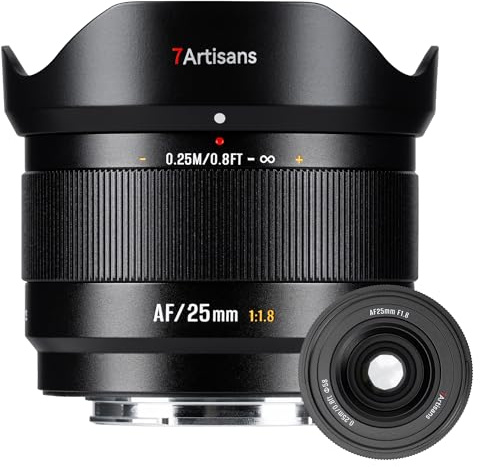 7artisans AF 25mm f1.8 APS-C Prime Lens for Sony E Mount LITE Series Auto Manual Focus STM Camera Lens,Face/Eye Auto Focus for Humanistic/Portraiture/Street Photography (for Sony E Mount)