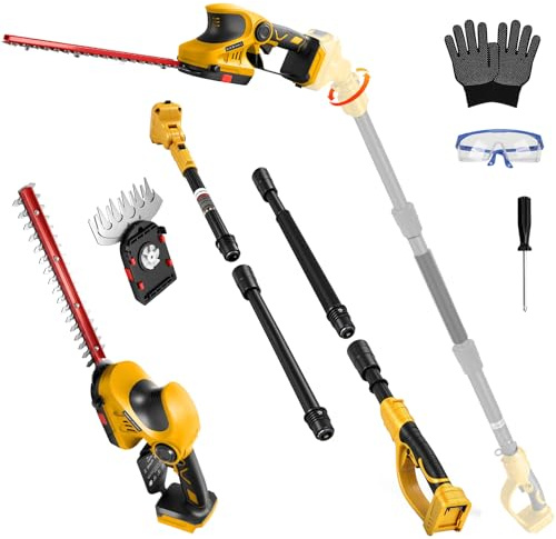 Tagliasiepi Telescopico a Batteria 3 en 1 Tagliasiepi Elettrico Compatibile con Dewalt 18V 20V (Nessuna batteria), Motore Brushless Taglia Siepi da Giardino a Batteria con Lunghezza di Taglio
