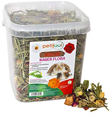 petifool Nager Flora 430g - Alleinfutter für Nager - natürliches Nagerfutter für Kaninchen und Meerschweinchen - ohne künstliche Zusätze - 100% Natur - artgerechtes Futter - Kräuter und Luzerne