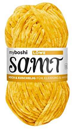 myboshi Samt Wolle zum Häkeln und Stricken, weiche Chenille Wolle im XXL-Knäuel, perfekt für Amigurumi und Kissen, 100% flauschige Polyester, 100g, Ll 100m Gelb (Löwe), 1 Knäuel