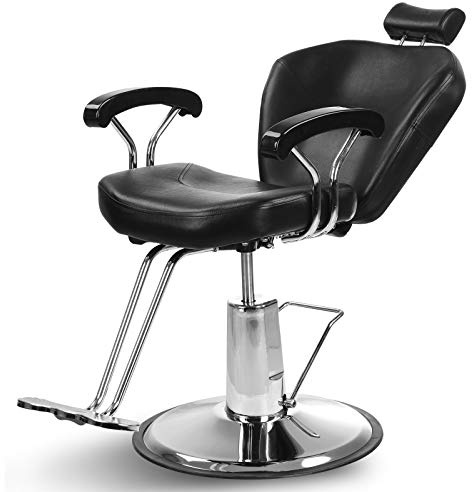 Artist hand Barber Chair for Barbershop Hydraulic Reclining Salon Chair for Hair Stylist - 360° Swivel, 20 Inch Wide Seat, Tattoo & Beauty Spa Equipment, Black PU Leather