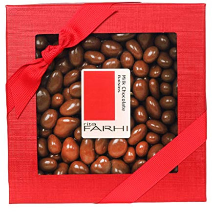 Rita Farhi Milk Chocolate Coated Raisins in a Luxury Gift Box Chocolate Coated Fruit 250g - Palm Oil Free