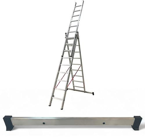 BTF | Base Estabilizadora Escaleras Industriales 95 cm de Largo, Perfil 65x25 mm | Distancia Entre Agujeros 435 ± 5 mm | 1, 2 o 3 tramos de 3,0 Metros de Alto BTF-BEST95