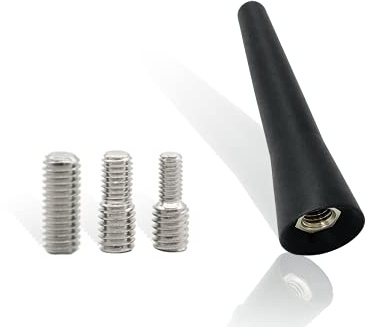 Vecys Universal 6.5 cm Bilantennstaket Takantennbil Antenn FM/AM Ersättning med 3 Adaptrar (M4, M5, M6) Kort Stång för FM AM Inställning av Radiobiladapter Svart