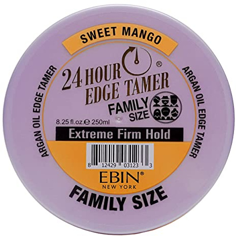 EBIN NEW YORK 24 Hour Edge Tamer Refresh – Extreme Firm Hold, 8.25 Oz, Sweet Mango – No Flaking, No White Residue, Shine and Smooth with Argan Oil & Castor Oil