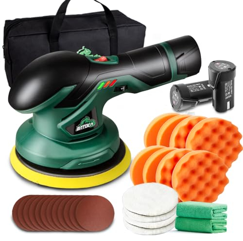 BATOCA S3 Akku Poliermaschine für Auto,5mm Orbital Polierer,12V Polier maschine Mit 2 Akkus,6 Drehzahlregulierung 2500-5000RPM,Mobile politur set,Mehrzweckschleifer,Batterien Puffer Polieren,Wachsen