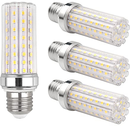 Lampadina LED Mais E27 15W, 220-240V, 2000LM Bianco Caldo 3000K, Non Dimmerabile, 120W~150W Equivalenti Incandescenza, E27 LED Mais per Lampada da Parete, Lampadario, Lampada da Terra, Confezione da 4