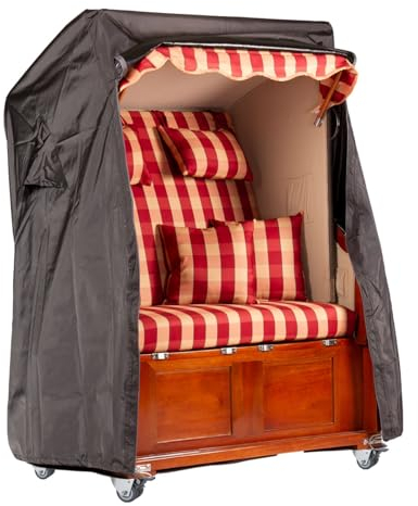 Strandkorb Schutzhülle Winterfest, Premium Abdeckhaube 123cm breit aus Ripstop Gewebe mit TPU Beschichtung, wasserdicht, reißfest, UV-beständig und atmungsaktiv, Reißverschluss (M 123cm)