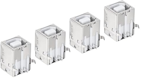 QUARKZMAN 4-stifts x 4-stifts USB-typ B honkontakt höger vinkel PCB-kontakt för datorskrivare, [silverton, vit grå]