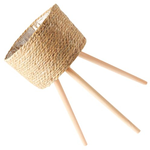 Mipcase Support De Jardinière Bois Élégant avec Panier Tressé Pot De Plante sur Pied Stable pour Décoration Intérieure Et Balcon Jardinière Et Facile à Utiliser