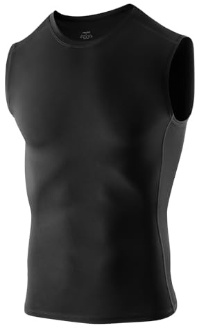 Niksa Lot de 1/2 débardeurs de compression pour homme, sans manches, pour le sport, la course à pied, l'entraînement sportif, sous-vêtement fonctionnel, Noir (1 pièce), XL