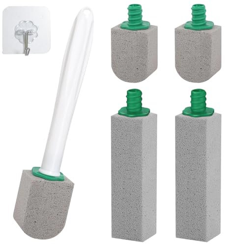 GAROMIA Pietra Pomice Pulizia 4 Pezzi per WC: Spazzola con Manico Ceramica