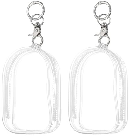 QUARKZMAN 2 pcs de Bolsa de Exhibición de Figuras Transparente con Cadena, Bolsa de Exhibición de Muñecas Transparente de 4.13 PVC Bolsa Portátil Pequeña (Cabina Transparente)