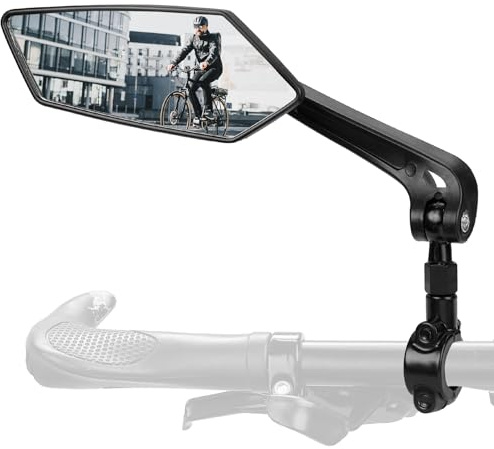 KEMIMOTO Espejo retrovisor universal para bicicleta eléctrica, con soporte para manillar, 360 °, espejo de manillar ajustable para scooter, scooter, ciclomotor, bicicleta de carretera, bicicleta de