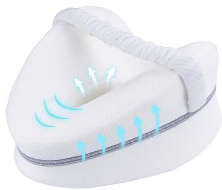 HUAXITRA Knee Pillow for Sleeping on Side Leg Pillow, Memory Foam Pillow for Side Sleepers, Ergonomic Side Sleeping Pillows Pregnancy Bed Leg Cushion Orthopaedic Leg Pillows for Sleeping (White)