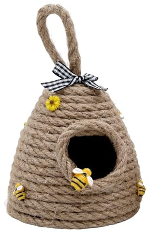 Colgante Colmena Artesanal | Decoraciones Colmena Trenzada Mano - Figura Rústica Abeja Miel Decoración para Bandeja Planta Tema Cocina Veranda Casa Granja