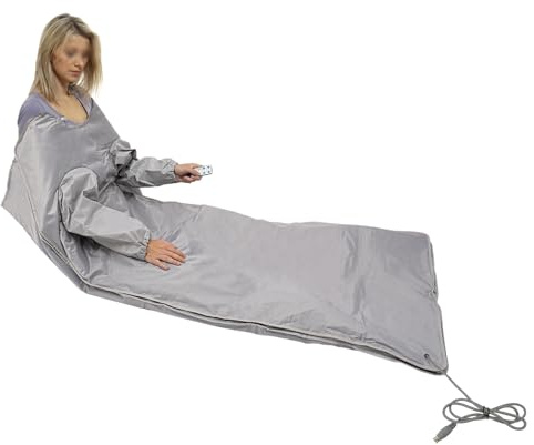Manta de sauna por infrarrojos portátil con mando a distancia, control de temperatura de 2 zonas, 35-80 °C, para casa, manta térmica por infrarrojos lejanos con 5 capas y apagado automático, manta de